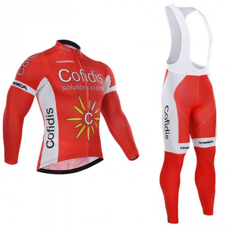 Ensemble cuissard vélo et maillot cyclisme hiver équipe pro Cofidis