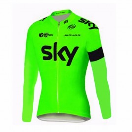 Maillot vélo équipe pro Sky fluo manches longues hiver polaire thermique