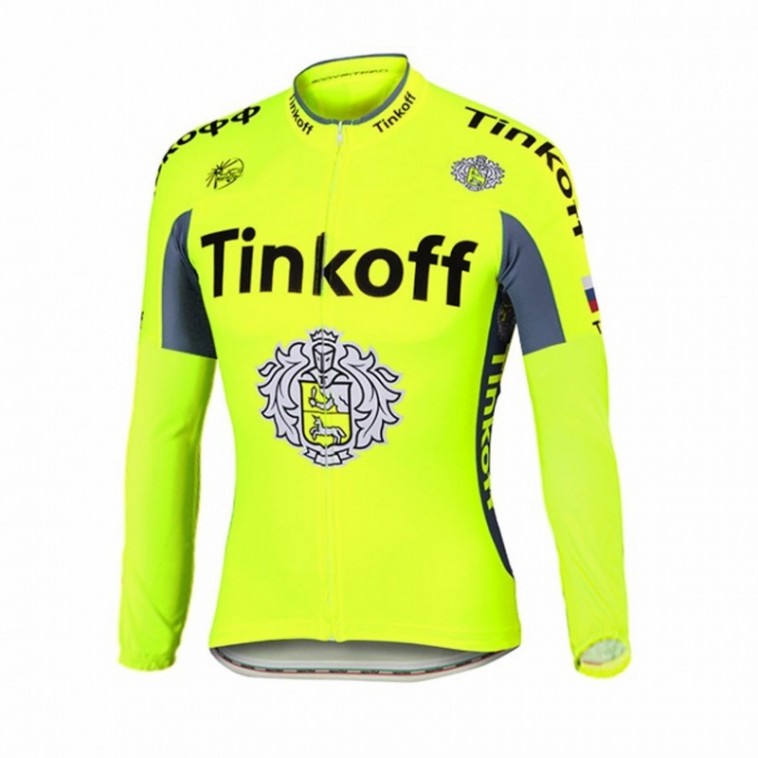 Maillot vélo équipe pro Tinkoff fluo manches longues hiver polaire thermique