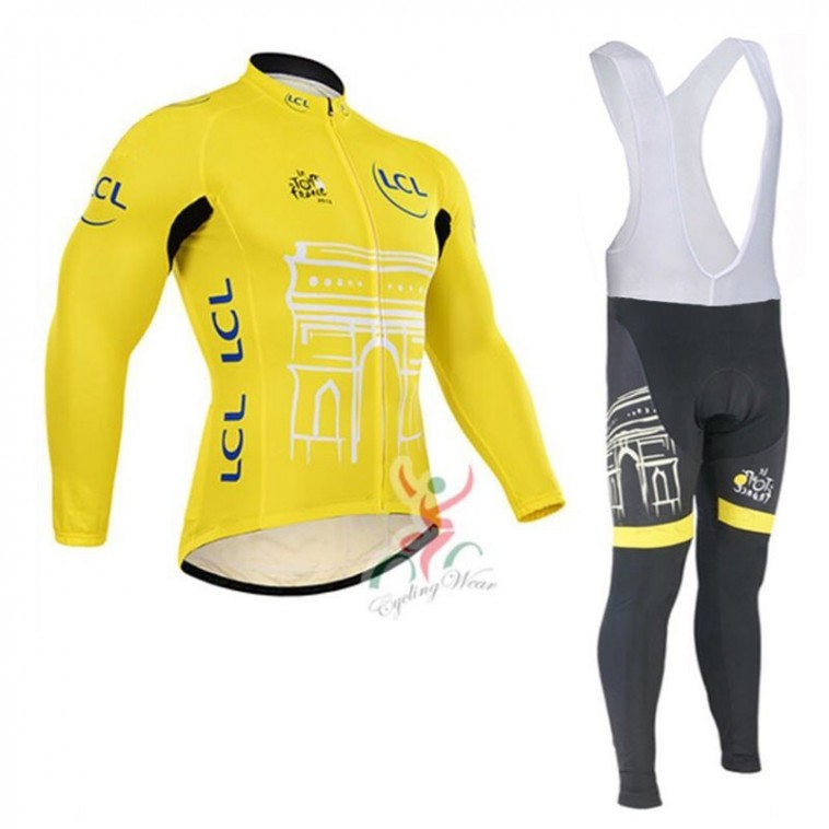 Ensemble cuissard vélo et maillot cyclisme hiver thermique Tour de France