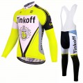 Ensemble cuissard vélo et maillot cyclisme hiver équipe pro Tinkoff