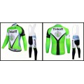 Ensemble cuissard vélo et maillot cyclisme hiver équipe pro Tinkoff