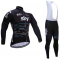 Ensemble cuissard vélo et maillot cyclisme hiver équipe pro SKY 2017