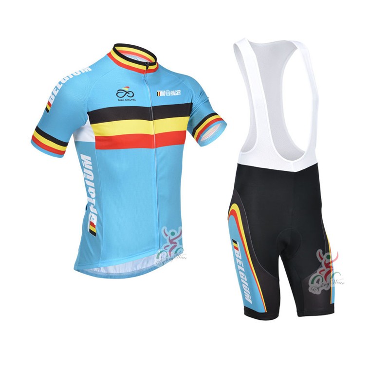 Ensemble cuissard vélo et maillot cyclisme équipe pro Belgique