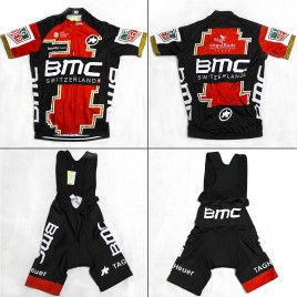 Ensemble cuissard vélo et maillot cyclisme équipe pro BMC Suisse gold