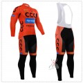 Ensemble cuissard vélo et maillot cyclisme hiver équipe pro CCC Sprandi Polkowice