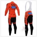 Ensemble cuissard vélo et maillot cyclisme hiver équipe pro CCC Sprandi Polkowice