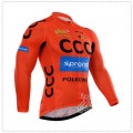 Ensemble cuissard vélo et maillot cyclisme hiver équipe pro CCC Sprandi Polkowice