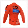 Ensemble cuissard vélo et maillot cyclisme hiver équipe pro CCC Sprandi Polkowice