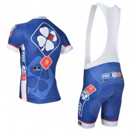 Ensemble cuissard vélo et maillot cyclisme équipe pro FDJ bleu