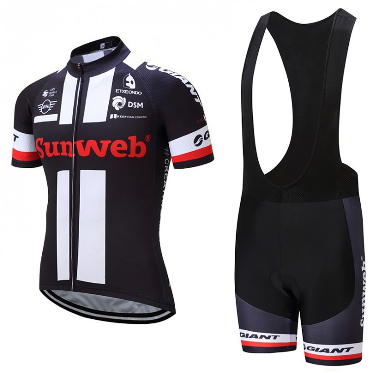 Ensemble cuissard vélo et maillot cyclisme équipe pro Sunweb Giant noir 2017