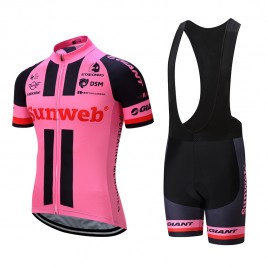 Ensemble cuissard vélo et maillot cyclisme équipe pro Sunweb Giant rose 2017