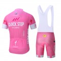 Ensemble cuissard vélo et maillot cyclisme équipe pro Quick Step rose