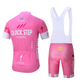 Ensemble cuissard vélo et maillot cyclisme équipe pro Quick Step rose