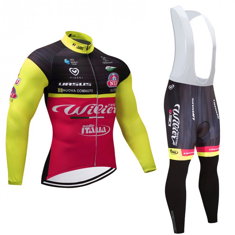 Ensemble cuissard vélo et maillot cyclisme hiver équipe pro Wilier Selle Italia 2017