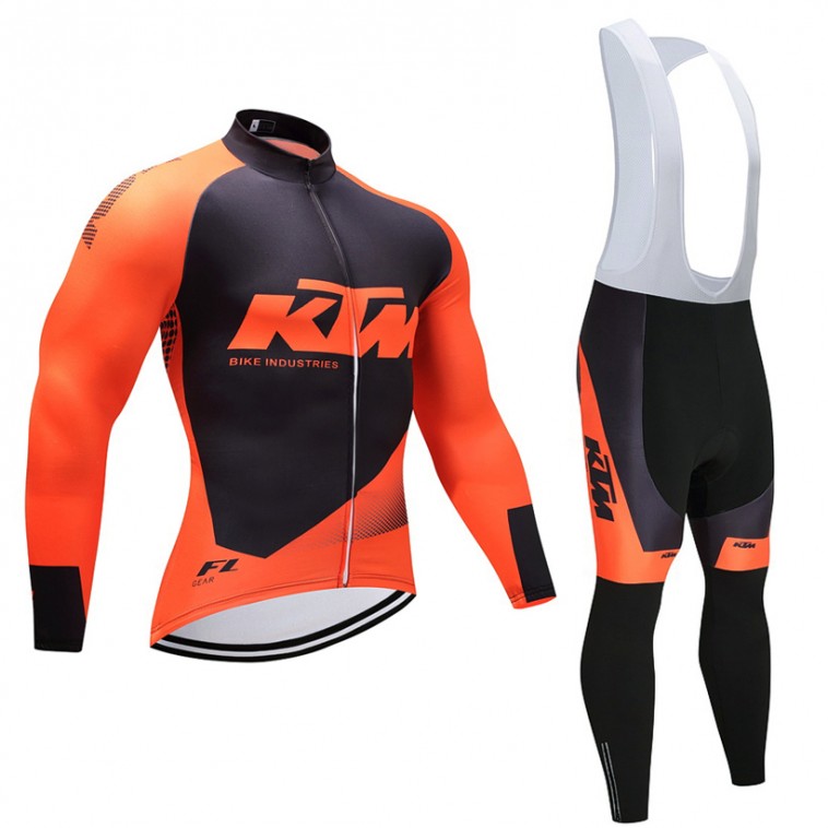 Ensemble cuissard vélo et maillot cyclisme hiver équipe pro KTM