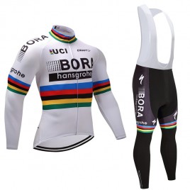 Ensemble cuissard vélo et maillot cyclisme hiver équipe pro Bora Hansgrohe Craft blanc