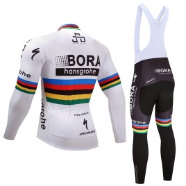 Ensemble cuissard vélo et maillot cyclisme hiver équipe pro Bora Hansgrohe Craft blanc