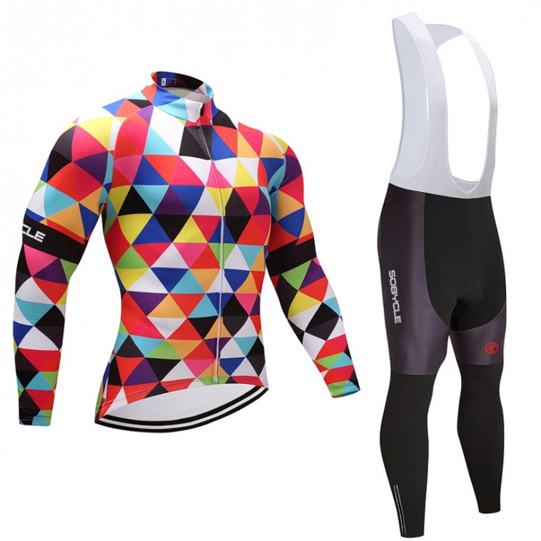 Ensemble cuissard vélo et maillot cyclisme hiver pro multicolore