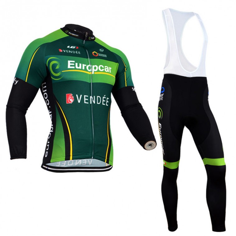 Ensemble cuissard vélo et maillot cyclisme hiver équipe pro Europcar Vendée