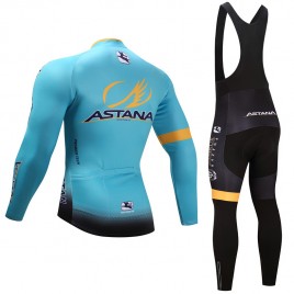 Ensemble cuissard vélo et maillot cyclisme hiver équipe pro Astana 2017