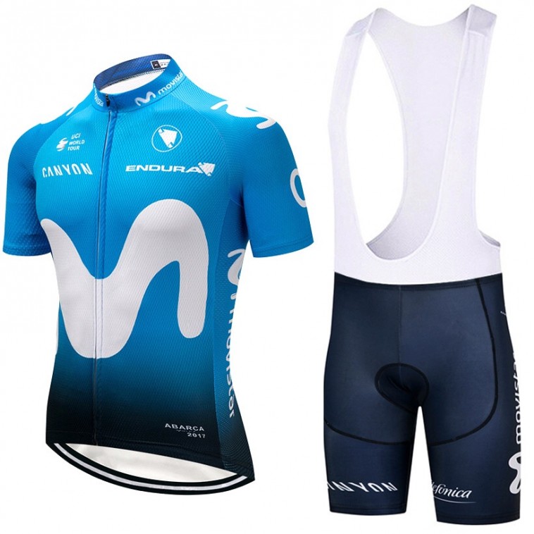 Ensemble cuissard vélo et maillot cyclisme équipe pro Movistar 2018