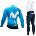 Ensemble cuissard vélo et maillot cyclisme hiver pro Movistar 2018