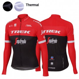 Ensemble cuissard vélo et maillot cyclisme hiver équipe pro Trek Segafredo rouge