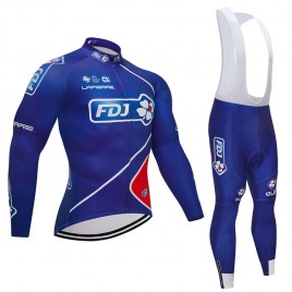 Ensemble cuissard vélo et maillot cyclisme hiver équipe pro FDJ 2018