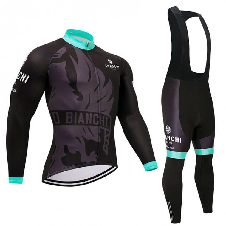 Ensemble cuissard vélo et maillot cyclisme hiver pro Bianchi Milano