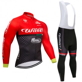 Ensemble cuissard vélo et maillot cyclisme hiver équipe pro Wilier Selle Italia 2017 rouge