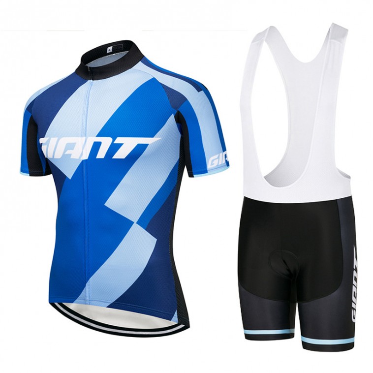 Ensemble cuissard vélo et maillot cyclisme équipe pro Giant 2018 bleu