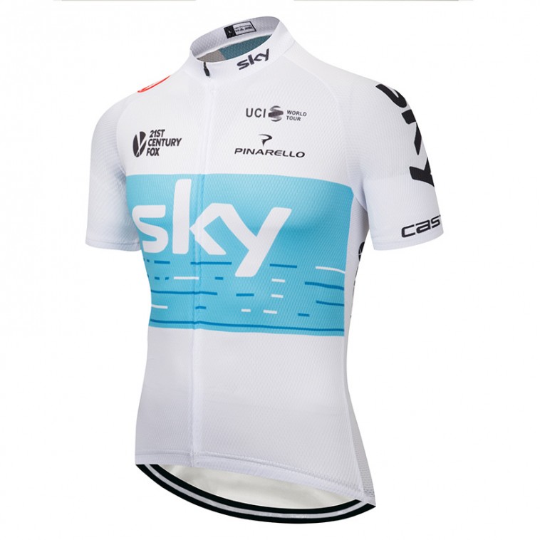 Maillot vélo équipe pro SKY 2018 blanc manches courtes