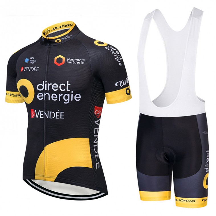 Ensemble cuissard vélo et maillot cyclisme équipe pro Direct Energie 2018