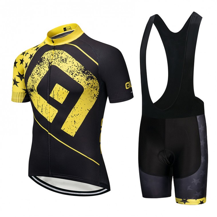 Ensemble cuissard vélo et maillot cyclisme pro ALE Stars jaune 2018