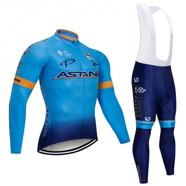 Ensemble cuissard vélo et maillot cyclisme hiver pro ASTANA 2018