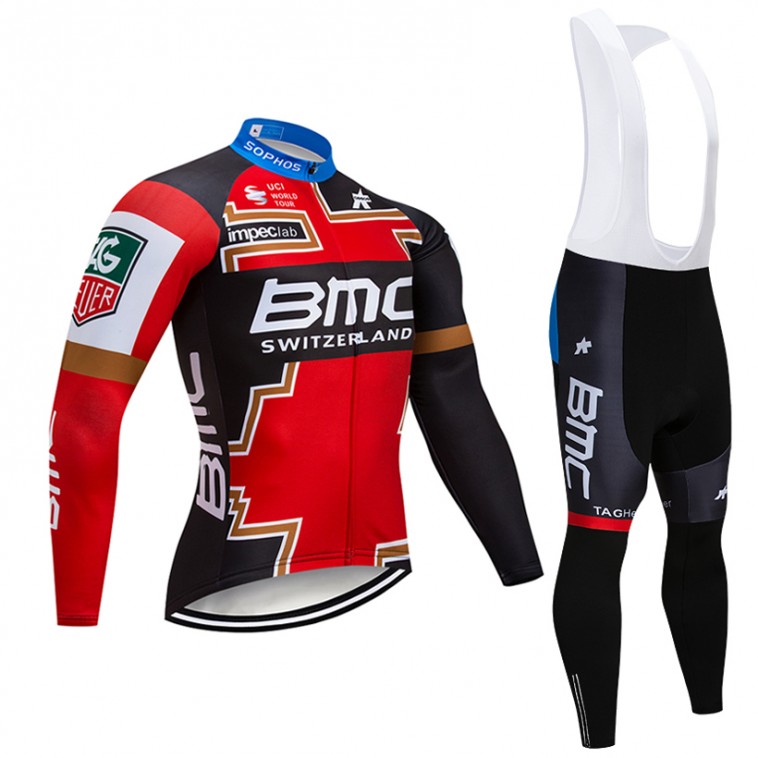 Ensemble cuissard vélo et maillot cyclisme hiver pro BMC 2018