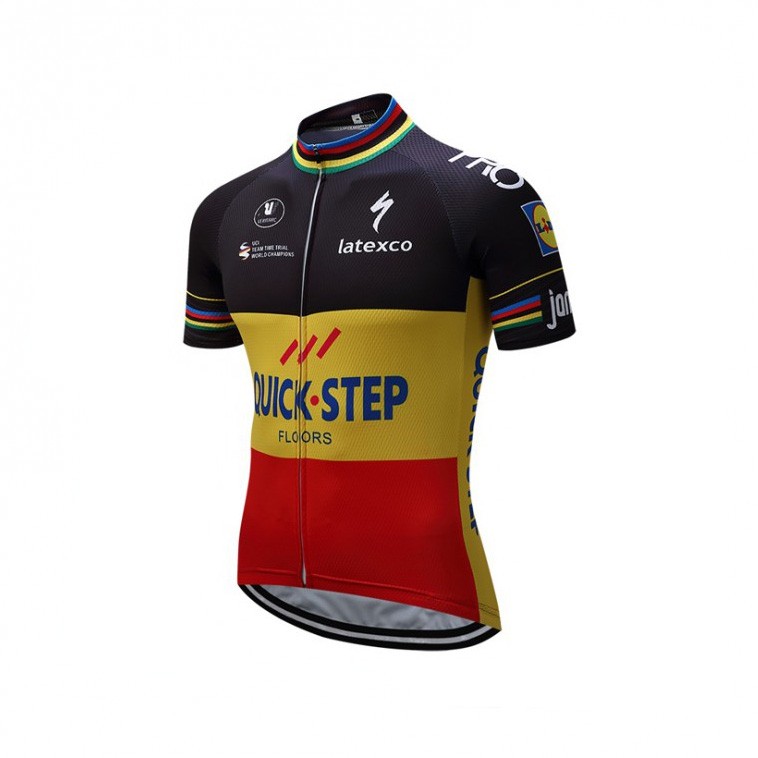 Maillot vélo équipe pro Quick Step champion belgique manches courtes