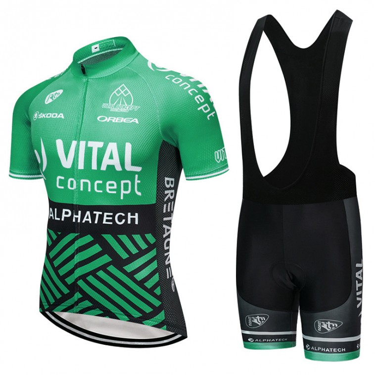 Ensemble cuissard vélo et maillot cyclisme pro VITAL Concept 2018 Green Edition