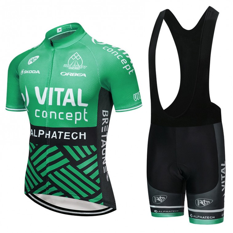 Ensemble cuissard velo et maillot cyclisme pro VITAL Concept 2018 Green Edition