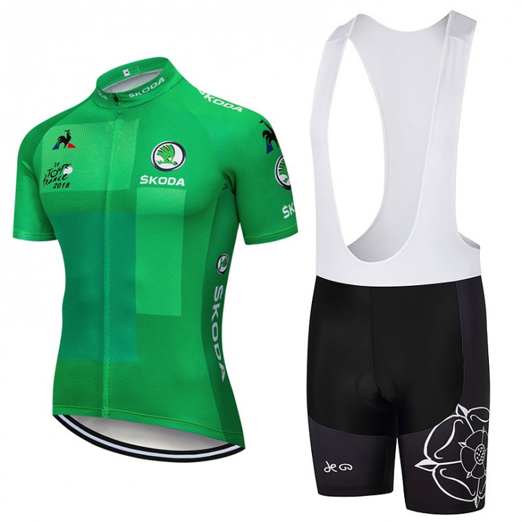 Ensemble cuissard vélo et maillot Vert Tour de France 2018 Skoda