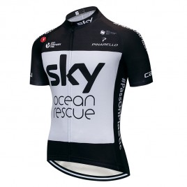 Maillot vélo équipe pro SKY Ocean Rescue 2018 noir manches courtes