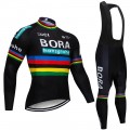 Ensemble cuissard vélo et maillot cyclisme hiver pro BORA UCI BLACK 2018