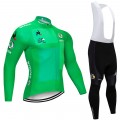 Ensemble cuissard vélo et maillot vert cyclisme hiver pro Tour de France 2018 Skoda