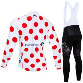 Ensemble cuissard vélo et maillot à Pois cyclisme hiver pro Tour de France 2018 Carrefour