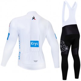 Ensemble cuissard vélo et maillot blanc cyclisme hiver pro Tour de France 2018 Krys