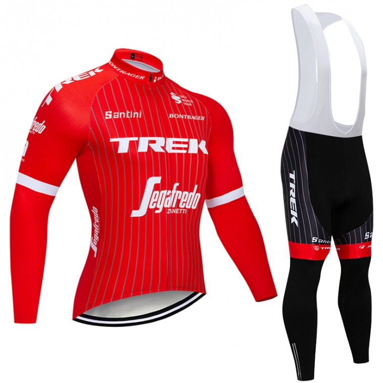 Ensemble cuissard vélo et maillot cyclisme hiver pro Trek Segafredo 2018 rouge