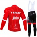 Ensemble cuissard vélo et maillot cyclisme hiver pro Trek Segafredo 2018 rouge