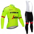 Ensemble cuissard vélo et maillot cyclisme hiver pro Trek Segafredo 2018 fluo