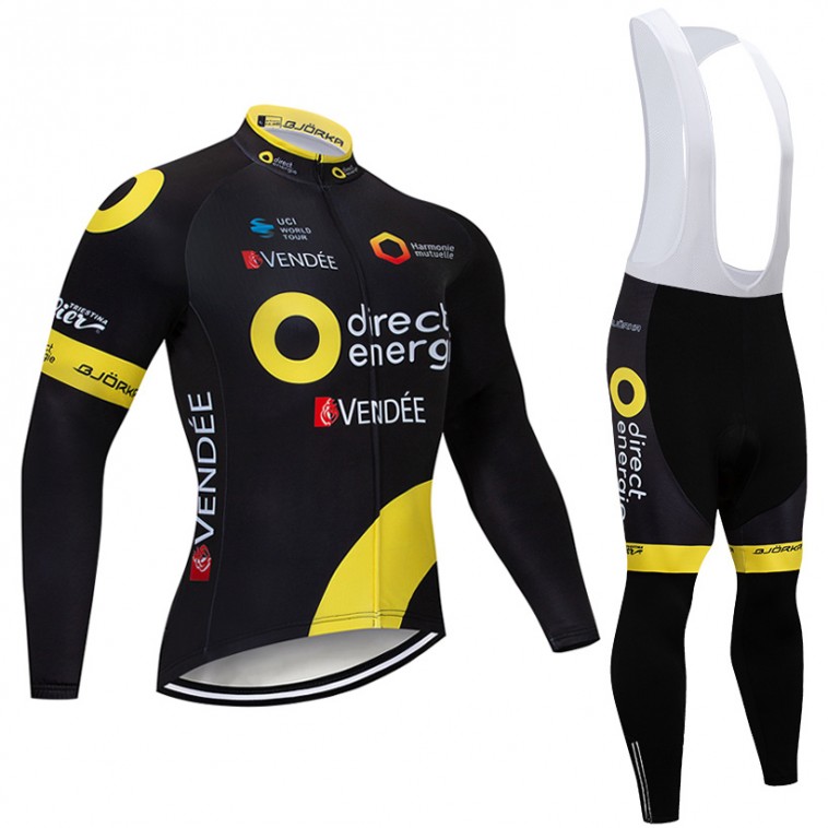 Ensemble cuissard vélo et maillot cyclisme hiver pro Direct Energie 2018